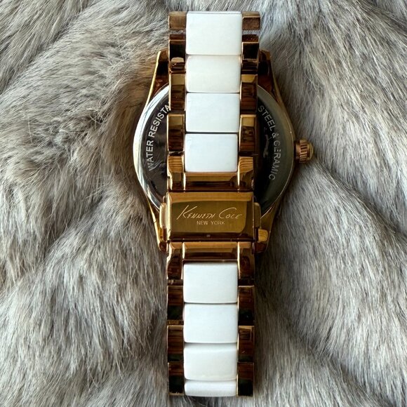 Kenneth Cole White & Rose Gold Ceramic Watch (IKC4739)